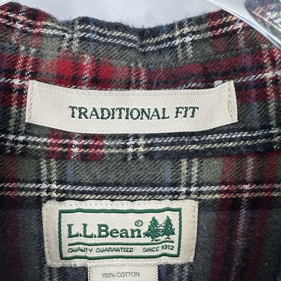 LL Bean Shirt Mens XL Tall Gray Plaid Soft Flannel Long Sleeve Traditional Fit - Picture 15 of 16